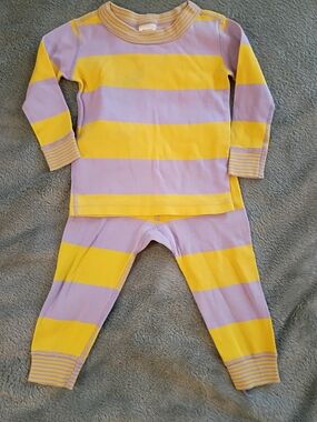 Hanna Andersson Lavender & Yellow Striped Pajama Set